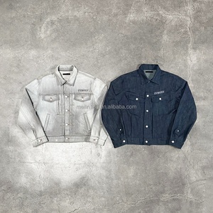 Veste en jean surdimensionnée décontractée en denim japonais selvedge rouge personnalisé 15oz, coupe ample, boutonnée - Product Image 1