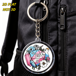 Trans Pride D20 Acrylic <strong>Keychain</strong> Floral &amp; <strong>Crystal</strong> Design with Potion Bottle for Bags, Keys &amp; Backpacks Durable Clear Tag - Product Image 4