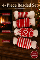 Juego de Adornos Navideños con Cuentas en Forma de Caramelo, Rayas Rojas y Blancas, Estilo Bastón Festivo, Decoraciones Colgantes para Árbol, Hogar y Fiestas
