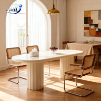 Nouvelle conception moderne, table de salle à manger ovale en fibre de verre durable, personnalisée, 6 places, pour la maison, l'hôtel et l'entrée