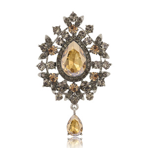 WAKYME Broche en alliage incrustée de cristaux, pendentif goutte d'eau, élégante broche en strass, accessoires de vêtements pour femmes - Product Image 6