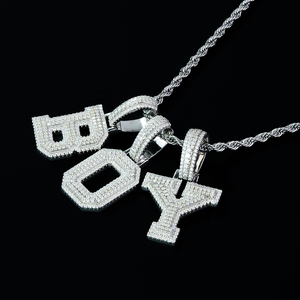 Colgante de letra inicial estilo Hip Hop con moissanita VVS color D, pasa la prueba del diamante, para hombre y mujer, joyería con dije de letra B - Product Image 2