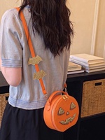 Tas Selempang Halloween Kecil Bergaya Kartun Gothic Bentuk Labu 2026 Mode Terbaru Penutup Ritsleting Kulit PU Tahan Air Dompet Lucu Tunggal