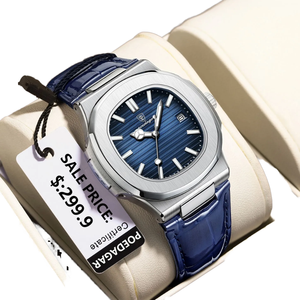 Reloj de Pulsera de Cuarzo para Hombre, Modelo 613, de Lujo, en Acero Inoxidable, con Correa de Cuero, Esfera de 40 mm, Resistente al Agua y Luminoso, Cronógrafo - Product Image 1