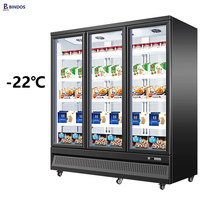 Congélateur Commercial 3 Portes avec Ventilation, Éclairage LED pour Supermarchés - Désembuage Automatique pour Stockage de Fruits de Mer, Viandes et Crèmes Glacées