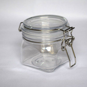 Pot en plastique PET scellé pour cuisine, avec couvercle à clipser - 450 ml, pour le stockage du miel, du sucre, des bonbons, des biscuits, des céréales - Product Image 4