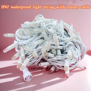 Guirnalda de Luces LED con Cable de Goma Blanco IP67, AC 110V, 10M, 100 LEDs, Blanco Cálido 2700K, Decoración Comercial para Árboles, Edificios y Contornos - Product Image 1