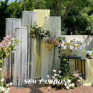 Đẹp 8ft Bạc lụa Thác Rèm cửa trang trí đám cưới nền sân khấu đạo cụ có sẵn trong hình tròn và hình vuông - Product Image 3