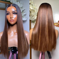 Perruque Lace Front HD Transparente 13x6 en Cheveux Humains 100% Naturels, Couleur Brun Miel, Lisse Comme un Fil, Pré-Pluckée pour Femme