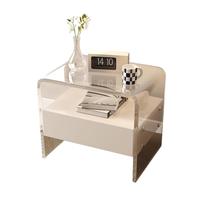 Kainice Ensemble de table de nuit moderne en acrylique transparent et épais-Table de chevet à roulettes Table d'appoint meuble de chambre à coucher à tiroirs