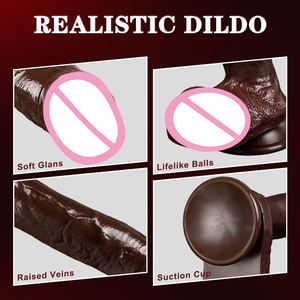 Dildo Silikon Realistis Besar Tebal Mirip Kulit Mainan Seks dengan Suction Cup Kuat Stimulasi Anal Vagina Handsfree Vibrator untuk Wanita - Product Image 2