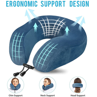 Oreiller de voyage en mousse à mémoire de forme en U, coussin de soutien cervical respirant et léger, masque de voiture personnalisable, bouchons d'oreilles