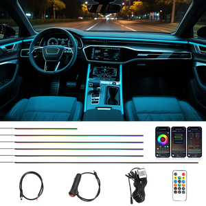 Streamer a todo Color, luces ambientales para coche, RGB, 64 colores, LED Universal, Interior, tira acrílica oculta, lámpara de ambiente sinfónica - Product Image 1