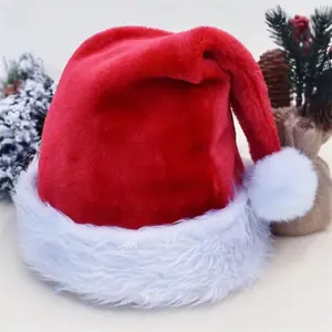 Good Quality Santa Hat Plush Long Hair Christmas Hat