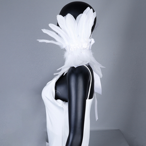 Mode-Ontwerper Veren Sjaal Wrap Echte Kip Veer Cape Voor Vrouwen Elegante Halloween Kostuum Cosplay Aangepaste Kleur - Product Image 5