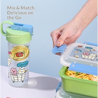 Boîte à lunch à double compartiment avec dessin animé et gourde de sport, ensemble mignon scellé en PP de qualité alimentaire pour enfants, grande capacité, portable