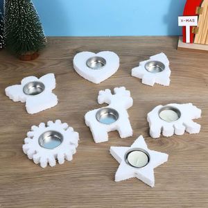 Manufacture Wooden Candlestick Ornament Spray Velvet Snowflake Heart-Shaped Home Creative Desktop Decoration - Product Image 2