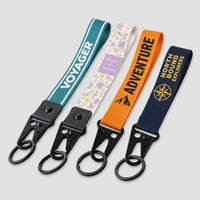 Lanière courte en polyester tissée sur mesure, directement de l'usine, pour porte-clés, couleurs variées, faible MOQ