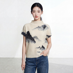 Nueva Colección Verano 2026, Top Plisado Miyake, Camiseta de Manga Corta con Estampado Elegante e Informal para Mujer, Venta al Por Mayor - Product Image 3