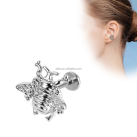 Haute poli interne fileté oreille Tragus mode lèvre Piercing anneau bijoux abeille Top Labret