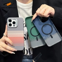 Funda Magnética con Diseño Abstracto a Cuadros para iPhone 18 17 16 15 14 13 Pro Max, con Marco de Aleación para la Cámara y Soporte Plegable