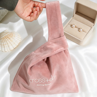 Pochette en velours personnalisée avec logo imprimé pour voyage, mariage, fête, cadeau de luxe rose mignon, sac à main en velours pour cosmétiques, sac fourre-tout