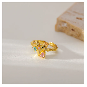 Luxury for Original Opal Geometric Zircon S925 Sterling <b>Silver</b> Open <b>Adjustable</b> Finger <b>Rings</b> Gold Plated Fashion Wedding Jewelry - Product Image 3