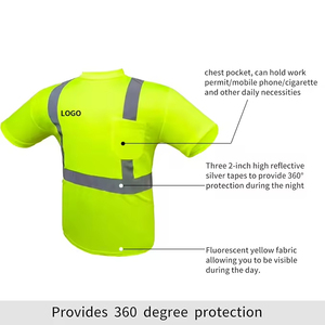 Khả năng hiển thị cao an toàn phản chiếu T-Shirt tùy chỉnh in ấn logo vải chạy băng an toàn phản chiếu làm việc t Áo sơ mi - Product Image 4