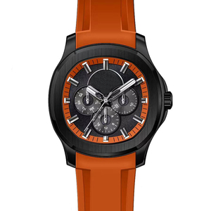 Orologio da Uomo Personalizzato con il Tuo Marchio e Design, Quadrante Dorato Lucido, Cronografo con Cinturino in Pelle Verde Erba e Cassa in Acciaio U3048 - Product Image 5