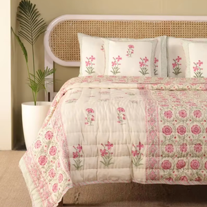 Algodón bloque estampado acolchado lujo de gran tamaño indio Jaipuri bloque estampado edredón impreso Reversible Razai para el hogar - Product Image 1