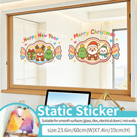 Pegatinas de PVC para Ventanas de Navidad y Año Nuevo, Estilo Caramelo de Dibujos Animados, Papá Noel, Muñeco de Nieve, Reno, Reutilizables, Sin Pegamento, Impermeables