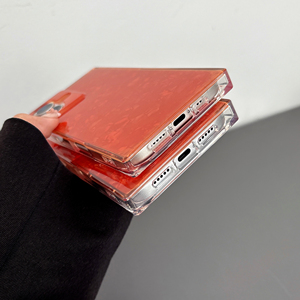 Coque de téléphone souple antichoc à motif coquille brillante et bords droits pour iPhone 17 16 15 14 13 Pro Max, couleur <span class=keywords><strong>orange</strong></span> vif - Product Image 4