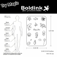Autocollant de tatouage semi-permanent Boldink personnalisé, réaliste, motif hippocampe, requin, tortue, résistant à l'eau, longue durée (2 semaines)