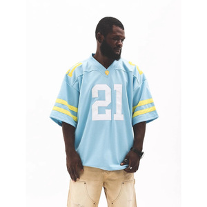 Vente directe d'usine, t-shirt d'été pour homme, col en V, maille polyester 250 g/m², séchage rapide, respirant, sport de plein air, taille oversize - Product Image 4