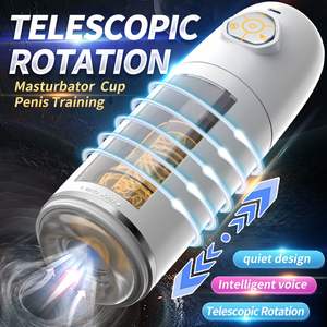 Coupe de masturbation masculine automatique télescopique |   Jouet sexuel multi-langues avec sensation réaliste, <span class=keywords><strong>10</strong></span> modes de vibration et lumière à 7 couleurs - Product Image 1