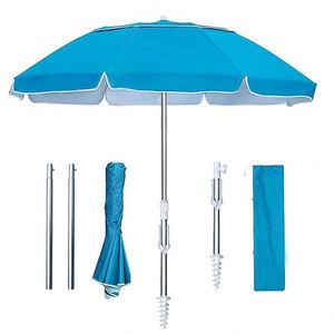 Sombrilla de Playa Portátil Manual de 6.5 Pies, Moderna, Retráctil de Tres Secciones, con Anclaje para Arena, para Viajes al Aire Libre - Product Image 1