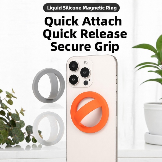 Custom Logo Silicone Ring Grip Magnetic Phone Holder for iPhone 17 Portable Mobile Stand with Finger Strap