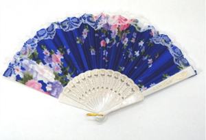 Abanico de mano de plástico blanco de 23cm, tela de satén con múltiples imágenes, encaje multicolor, promoción de fiestas a la moda, actividad, Año Nuevo, Pascua - Product Image 6