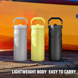 304 Stainless Steel Vacuum Insulated <b>Tumbler</b> 473ml Leakproof Travel Mug Foldable <b>Handle</b> Built in <b>Straw</b> Car Friendly - Product Image 3