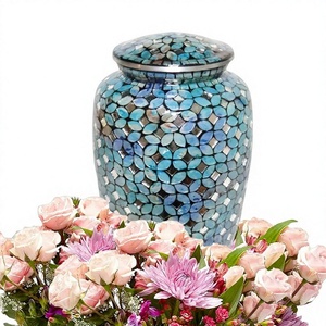 Urnas funerarias de cremación de aluminio de vidrio de mosaico-Urna de entierro de tamaño adulto grande - Product Image 1