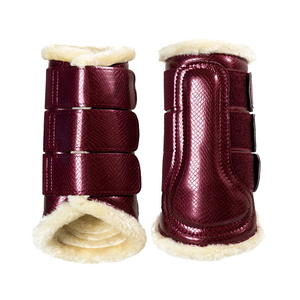 Botas de cepillado de <span class=keywords><strong>caballos</strong></span> de alta calidad Equipo de <span class=keywords><strong>caballos</strong></span> Logotipo personalizado Botas de cepillado de tendones de cuero para montar a caballo con piel - Product Image 1