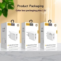 Pengisi Daya Ponsel Baru PD45W 5V2.4A Standar Eropa Amerika Adaptor Multi-Port 3-USB Pengisian Daya 0.5A Sirkuit Pendek EU