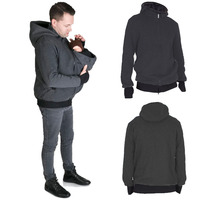 2 In1 Multifonctionnel Automne et Hiver Veste Kangourou Papa Hommes Babywear Porte-bébé Sweat à capuche zippé Sweatshirt