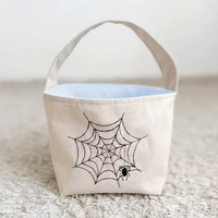 Sacs à bonbons d'Halloween personnalisés en toile, panier d'Halloween avec nom brodé sur mesure pour les fêtes d'enfants