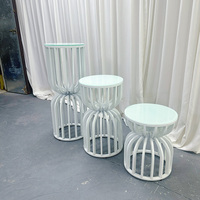 Nouvel ensemble de trois supports en acier inoxydable pour gâteaux et bonbons, idéal pour les mariages, les hôtels, les événements et les activités de plein air