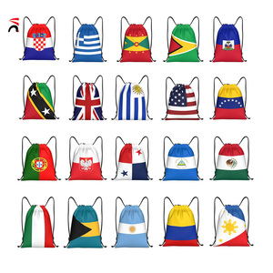 Wholesale Custom American Mexico Canada National Country Flag Print 210D 420D Drawstring Bag for 2026 Football Fans Gift