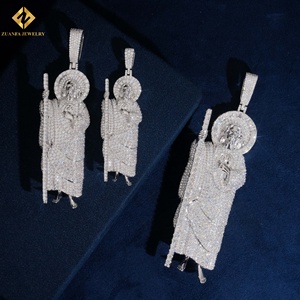 Pendentif San Judas en Moissanite Certifiée GRA, Argent S925, Diamant VVS, Pendentif Saint Jude Thaddeus Sertie de Diamants, Bijoux Hip Hop pour Hommes - Product Image 5