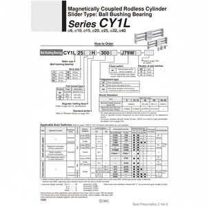 Modèle de cylindre sans tige pneumatique SMC CY1L20H-350B pièces pneumatiques - Product Image 1