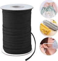 Ruban élastique plat tricoté de 6 mm, très extensible, bobine de 100 yards pour la couture de ceintures, vêtements, pantalons, chaussures, sacs et articles vestimentaires