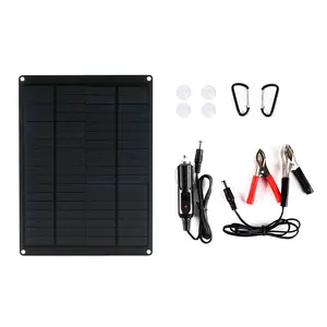 Kit Panel surya portabel 6W 12V, Kit Panel surya Mini isi daya USB, perahu mobil, RV, Hiking, berkemah, baterai